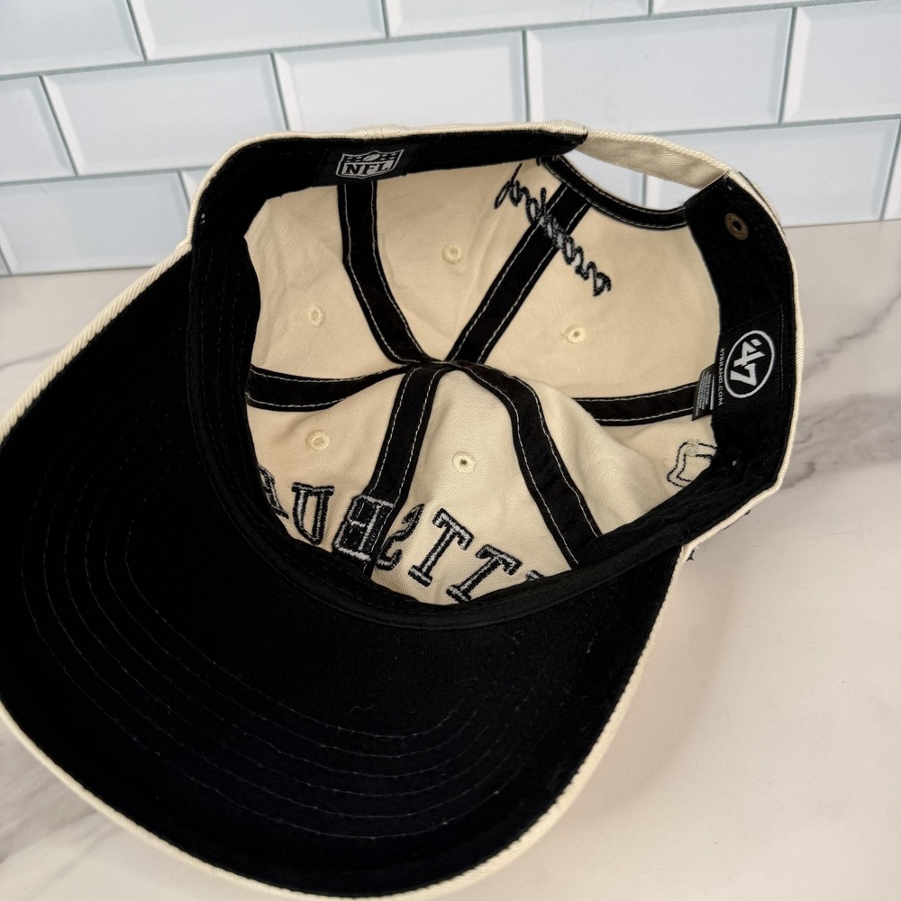Pittsburgh Steelers Hat Cap Strap Back Mens Jaguars Cream NFL‎ Football Dad 1995 - Picture 8 of 13